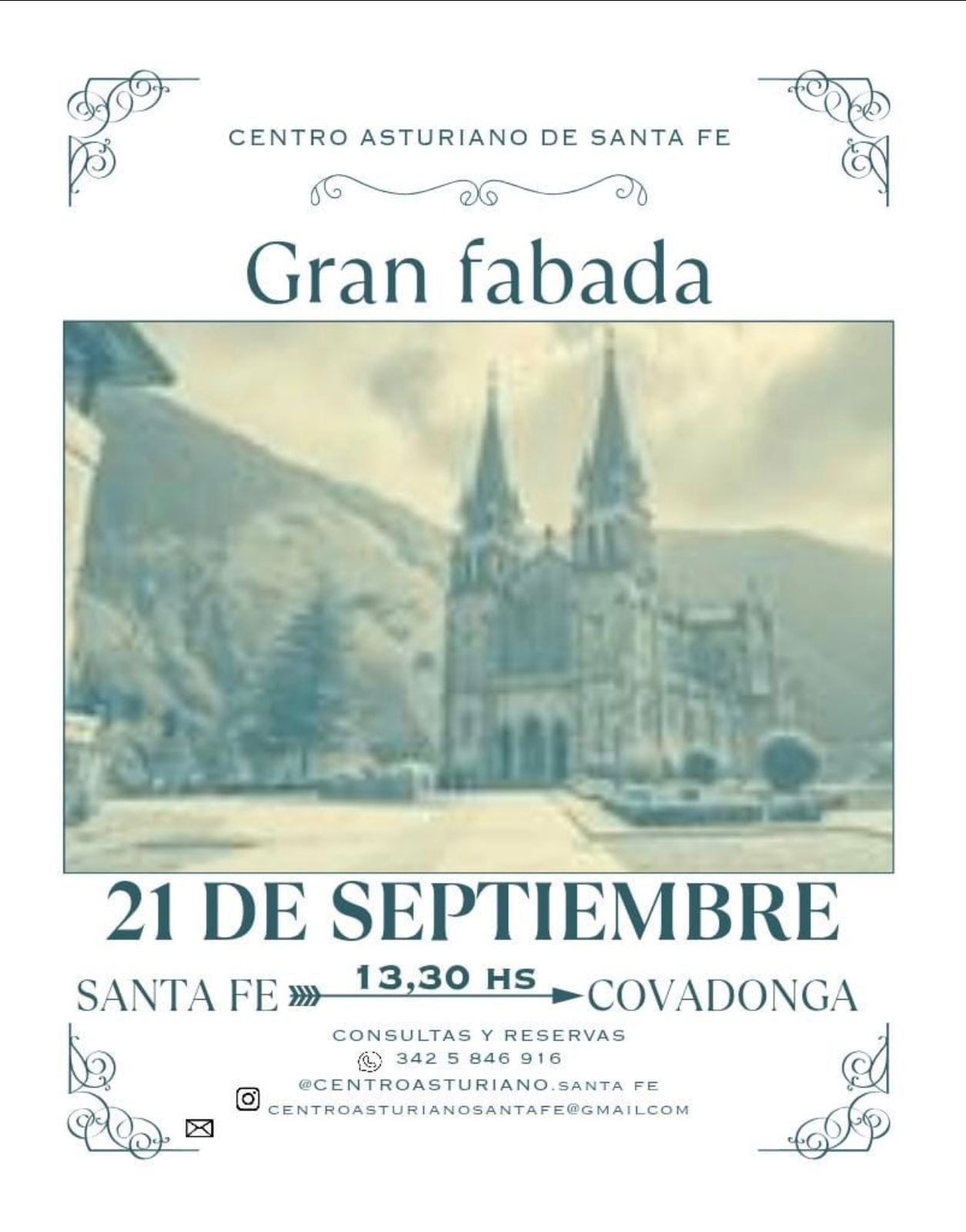 Invitación a la Celebración del Día de Asturias y Virgen de Covadonga en el Centro Asturiano
